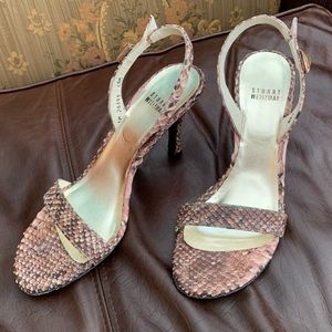 STUART WEITZMAN Snake Print Slingback Heels – Size 6.5 🐍